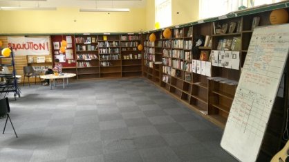 Inside view squatted library Friern Barnet